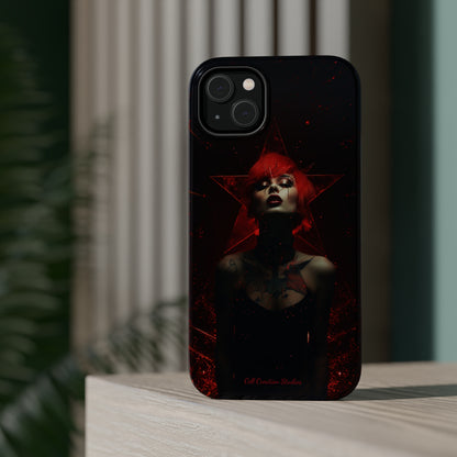 Introducing the "Inked Flame" Cell Phone Case – Embrace Fiery Elegance with a Tattooed Red-Headed Beauty -MagSafe Tough Cases