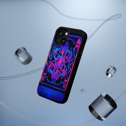 Introducing the "Neon Ace of Hearts" Cell Phone Case – Elevate Your Style with a Dazzling Card -MagSafe Tough Cases