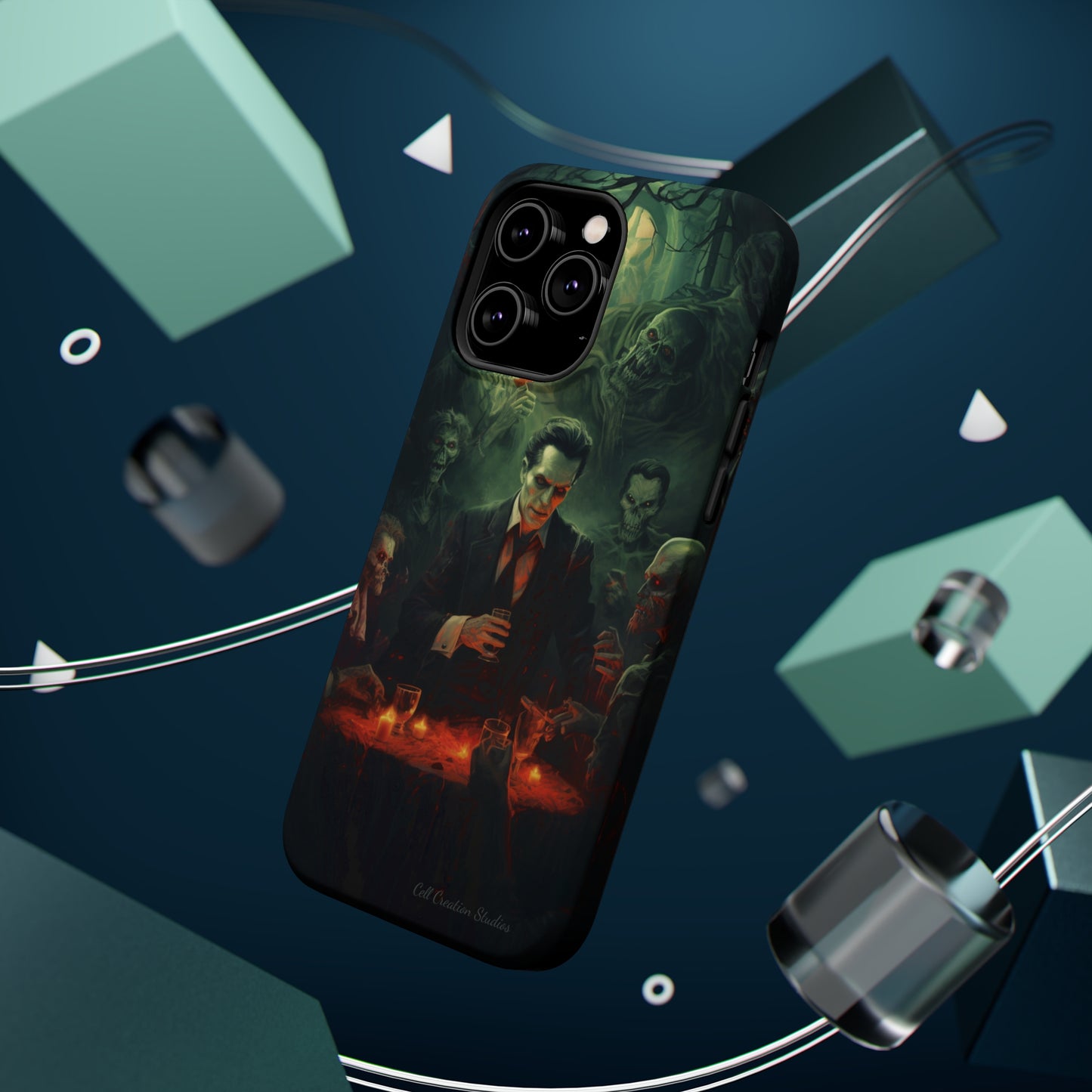 Introducing the "Dracula's Halloween Soiree" Cell Phone Case – Join the Spooky Gathering -MagSafe Tough Cases