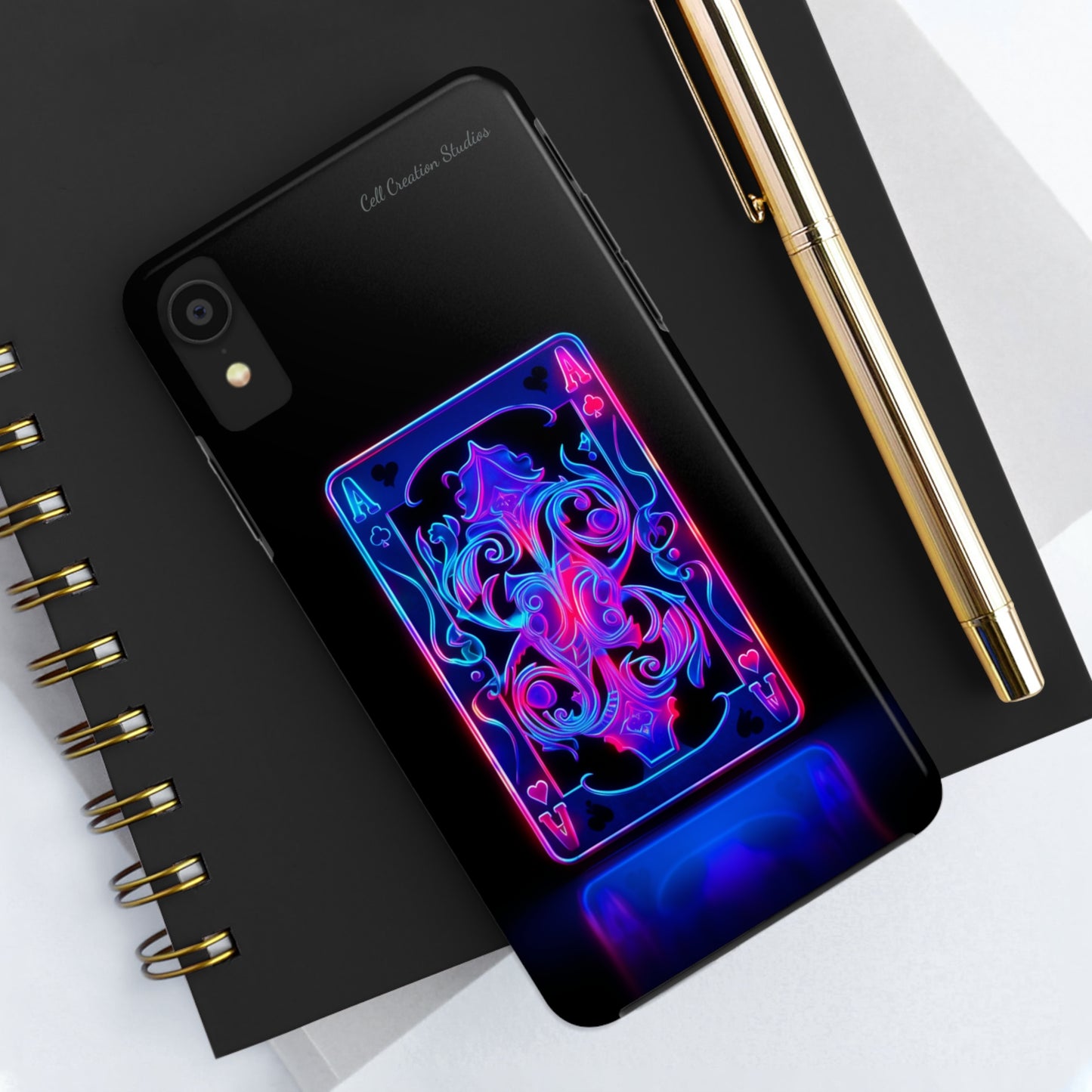 Introducing the "Neon Ace of Hearts" Cell Phone Case – Elevate Your Style with a Dazzling Card -Tough Phone Cases