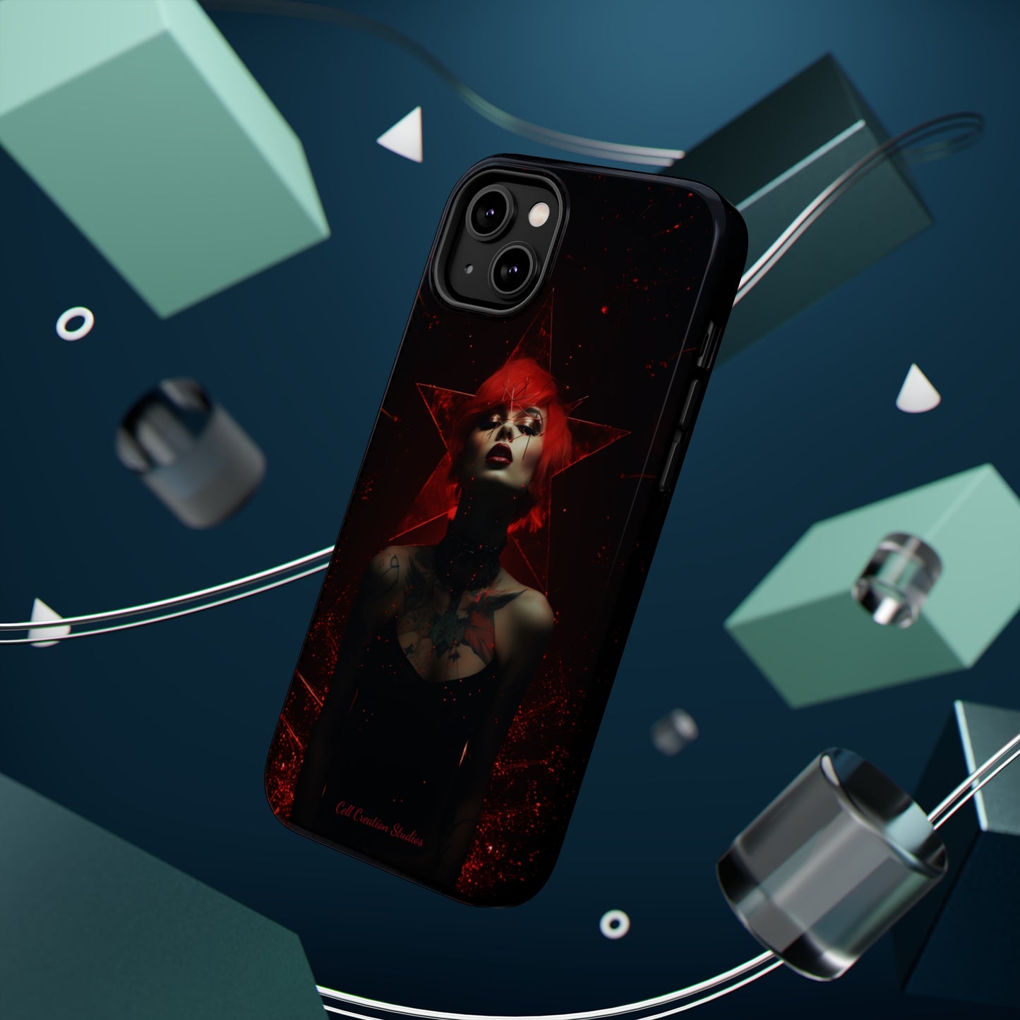 Introducing the "Inked Flame" Cell Phone Case – Embrace Fiery Elegance with a Tattooed Red-Headed Beauty -MagSafe Tough Cases