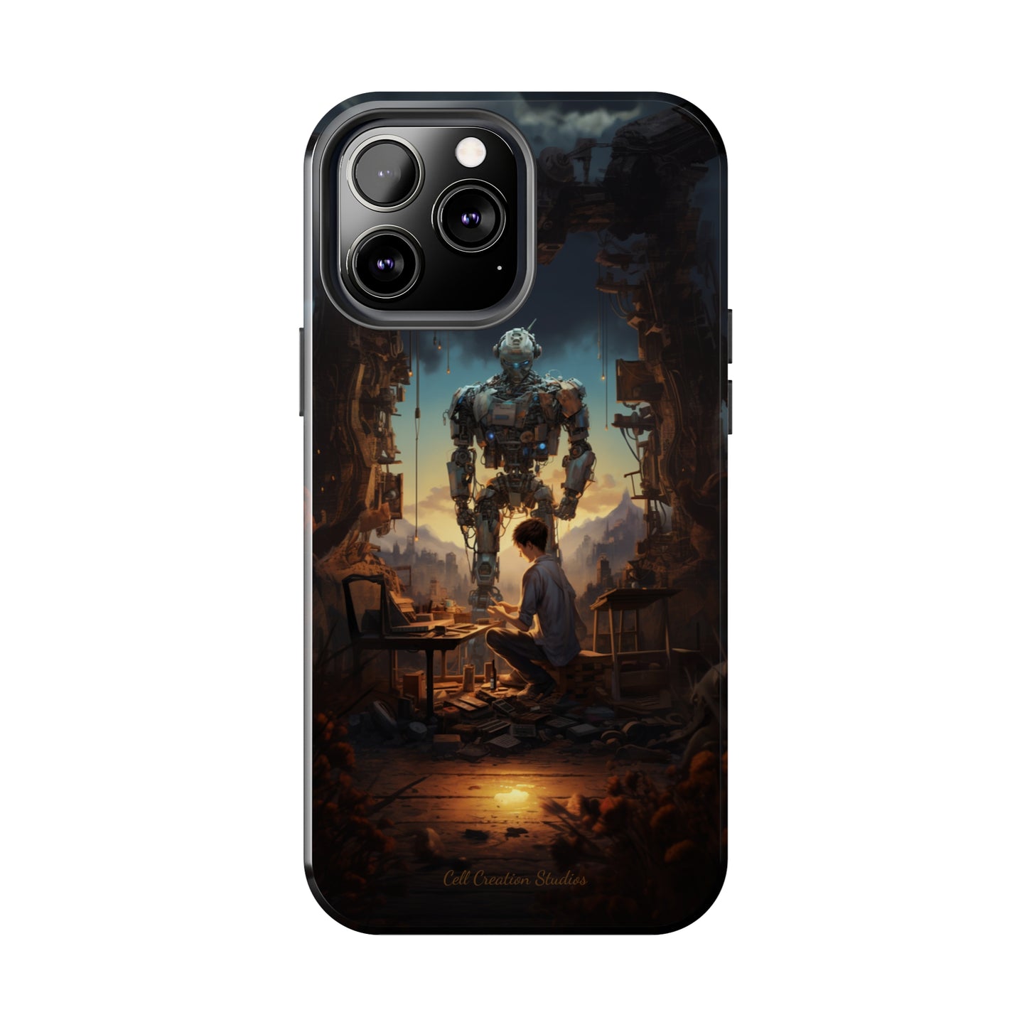 Introducing the "Mechanical Bond" Cell Phone Case – Witness a Captivating Moment of Giant Robot and Boy -Tough Phone Cases