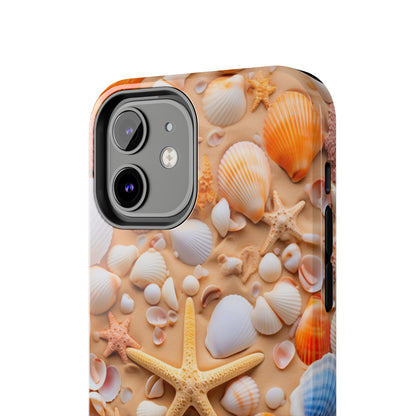 "Seaside Serenity Phone Case: Starfish and Seashells" -Tough Phone Cases