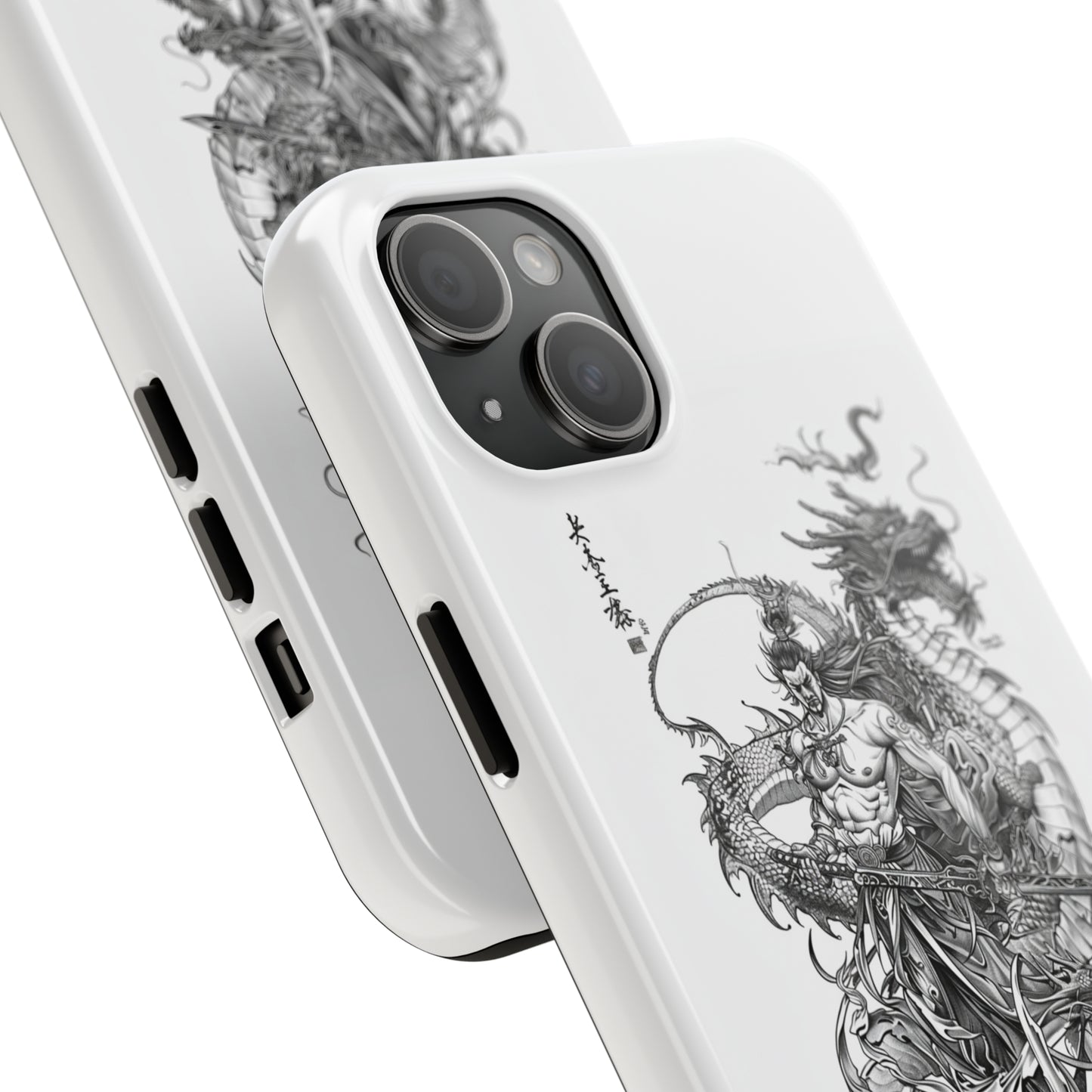 "Samurai and Dragon Sketch" -Tough iPhone Cases