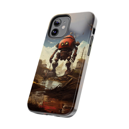 Introducing the "Urban Encounter" Cell Phone Case – Witness the Epic Convergence of Man and Giant Robot -Tough Phone Cases