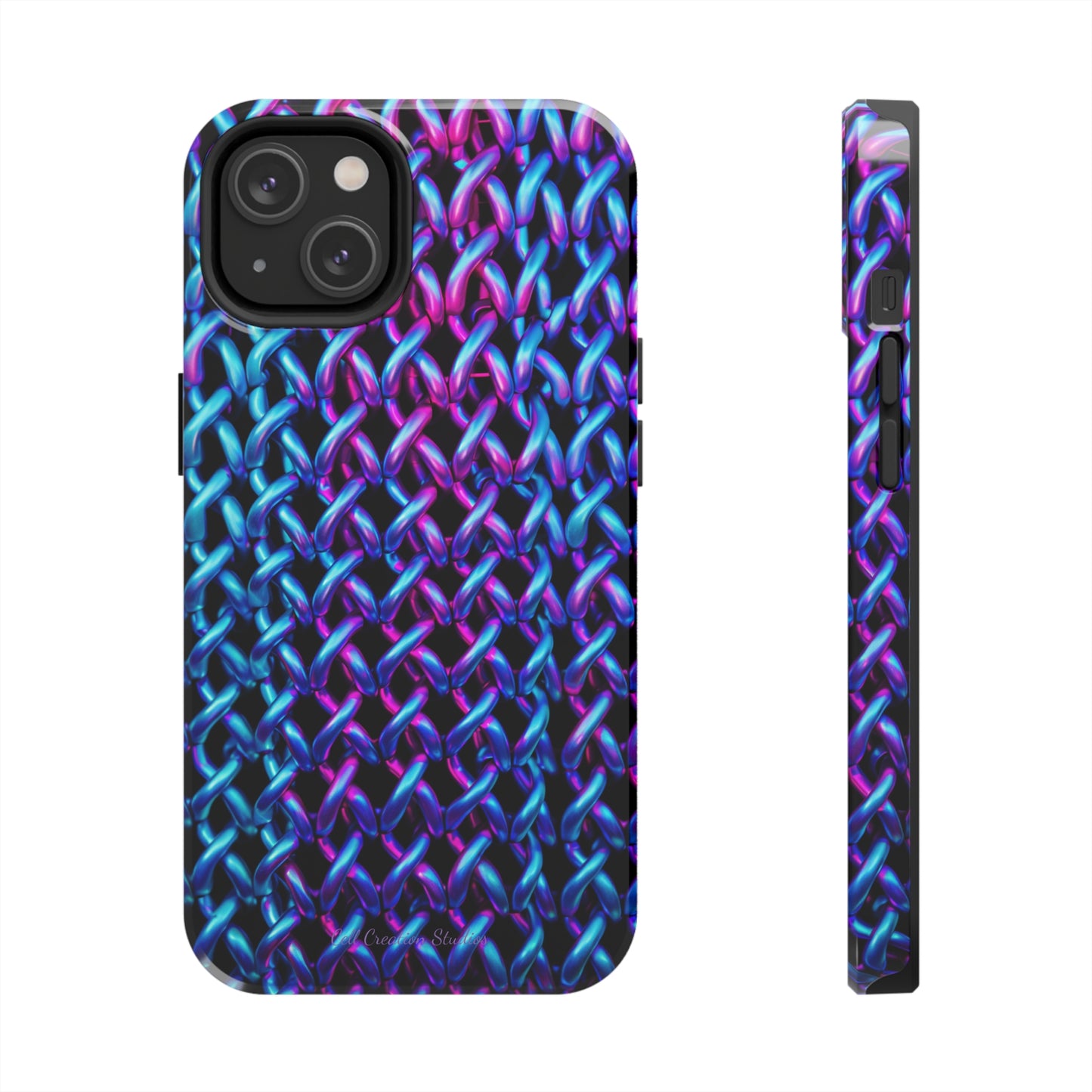 Introducing the "Neon Chainlink Glow" Cell Phone Case – Illuminate Your Style with Vibrant Chain Pattern Design -Tough Phone Cases