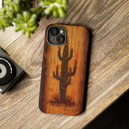 "Cactus Burnt Wood Phone Case" -Tough Cases