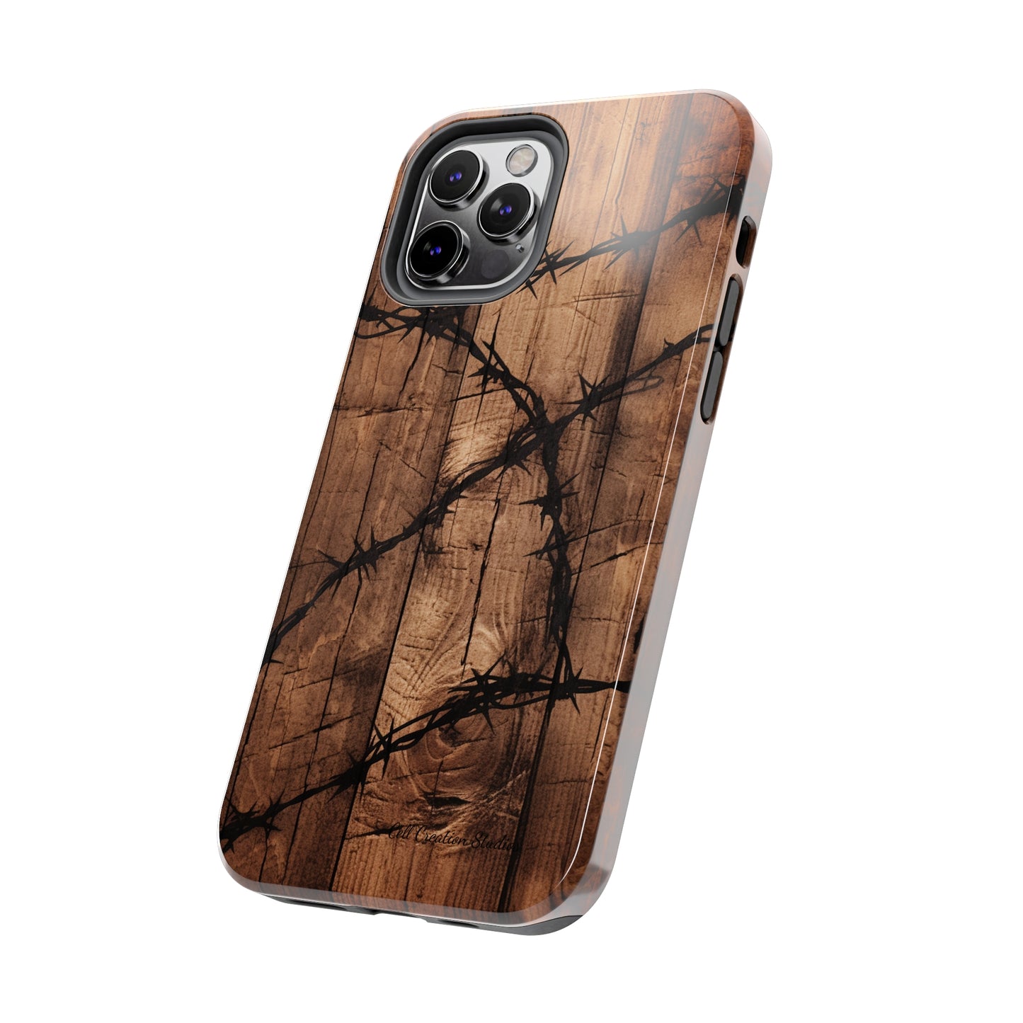 "Elegant Barb Wire on Wood" Embrace Rustic Style -Tough Phone Cases