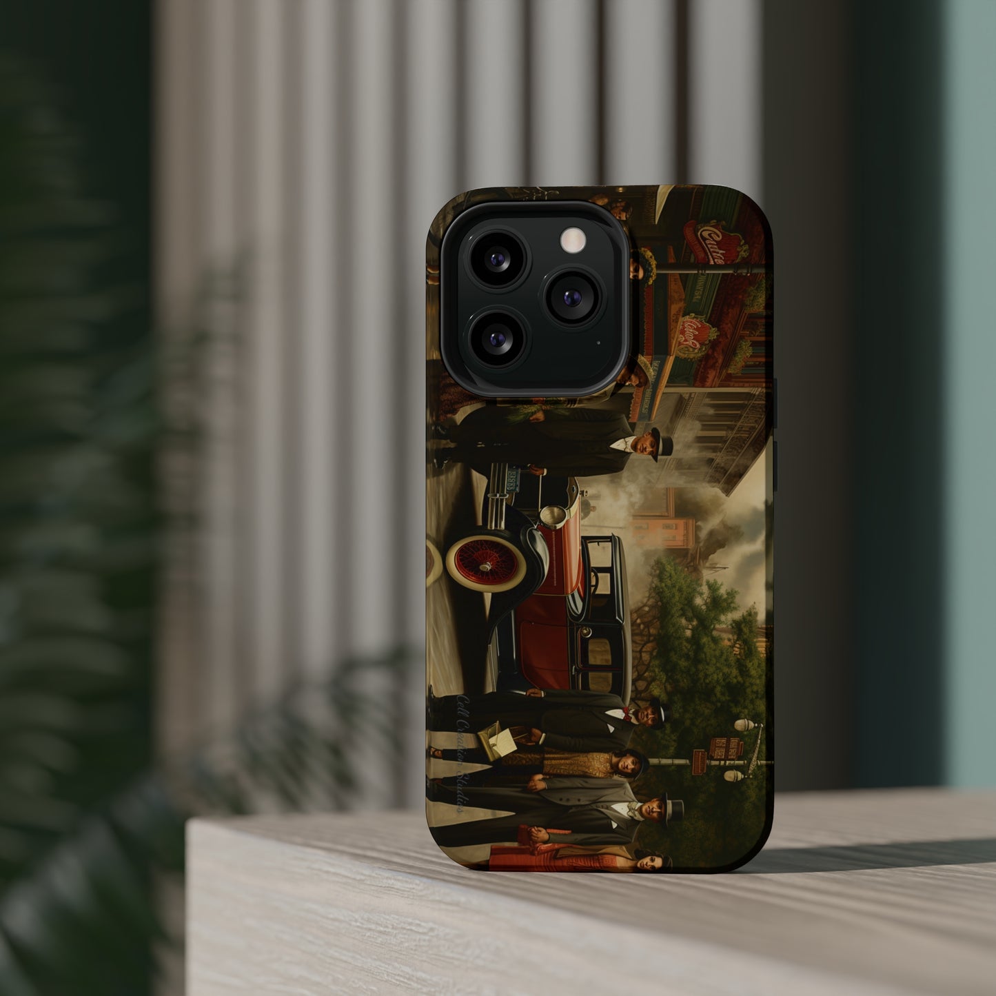 Introducing the "1920s Americana Revival" Cell Phone Case – Step into Nostalgic Elegance with a Vintage Street Scene! -MagSafe Tough Cases