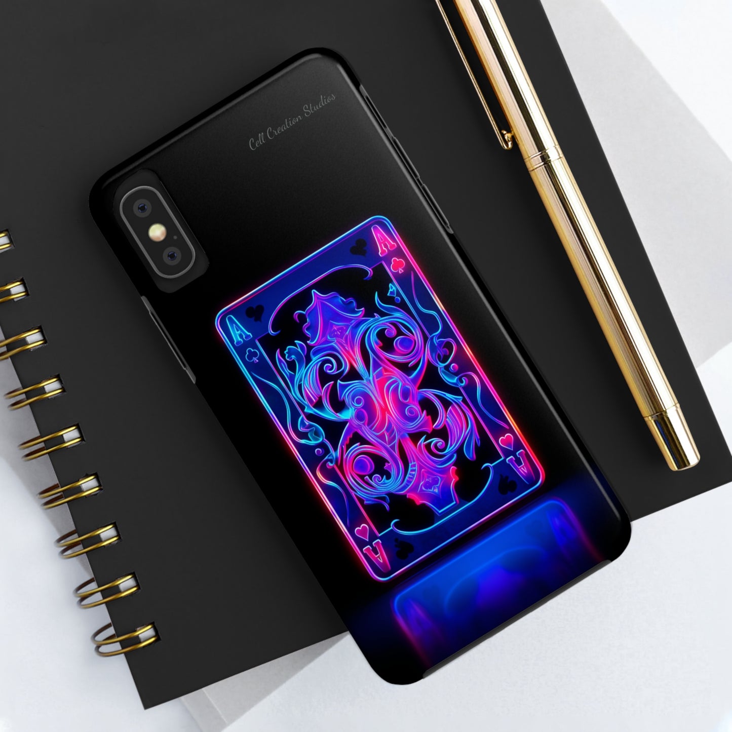 Introducing the "Neon Ace of Hearts" Cell Phone Case – Elevate Your Style with a Dazzling Card -Tough Phone Cases