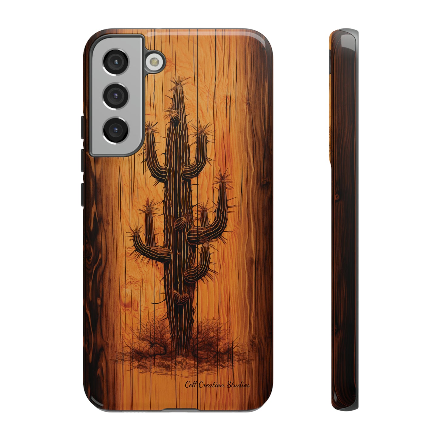 "Cactus Burnt Wood Phone Case" -Tough Cases