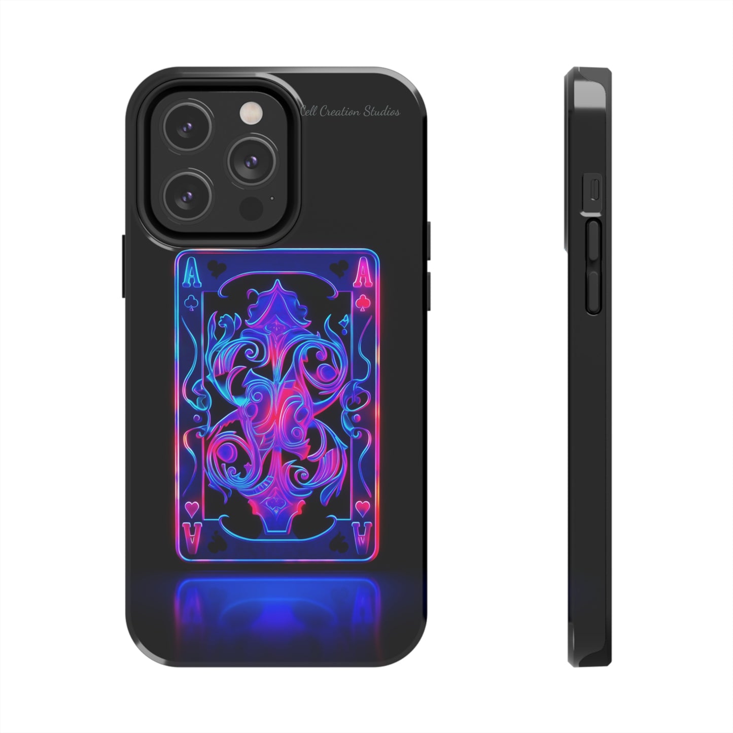 Introducing the "Neon Ace of Hearts" Cell Phone Case – Elevate Your Style with a Dazzling Card -Tough Phone Cases