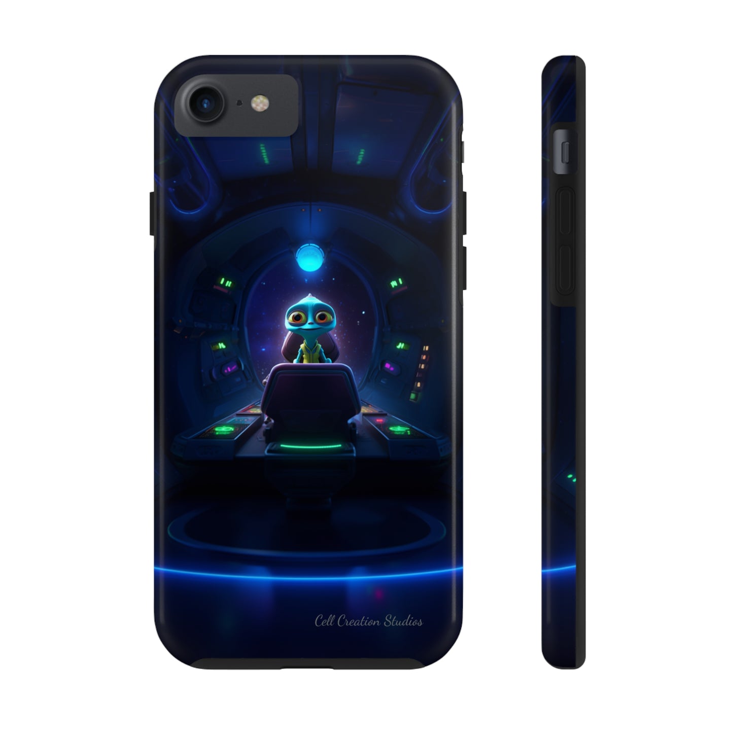 The "Galactic Buddy" Blue Alien Spaceship Phone Case -Tough Phone Cases