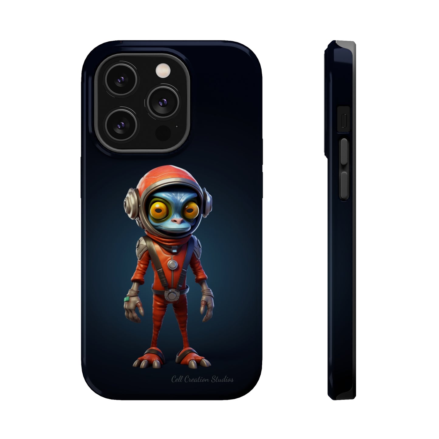 The "AstroGuard" Animated Blue Alien Astronaut Phone Case -MagSafe Tough Cases