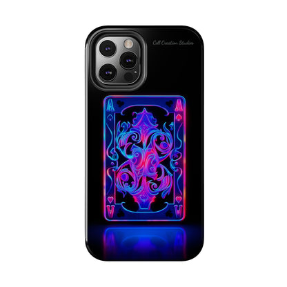 Introducing the "Neon Ace of Hearts" Cell Phone Case – Elevate Your Style with a Dazzling Card -Tough Phone Cases