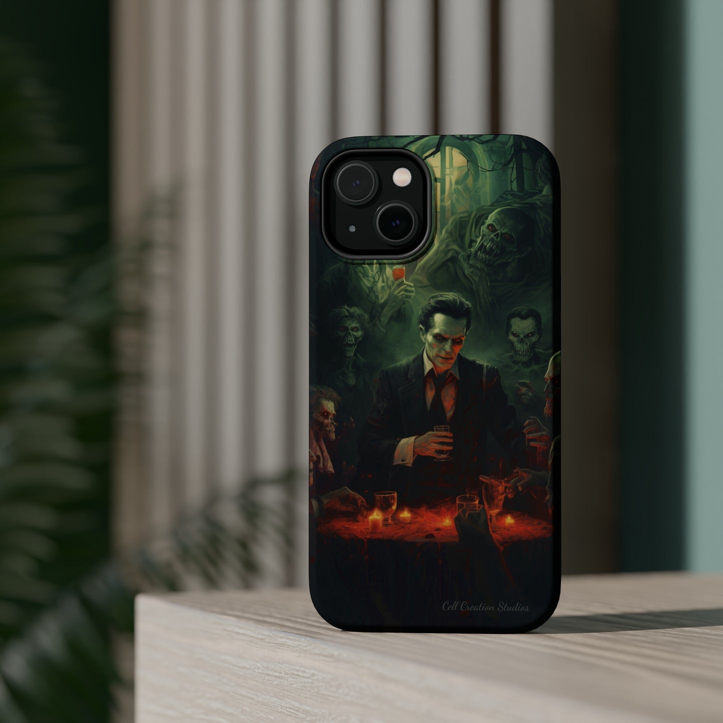 Introducing the "Dracula's Halloween Soiree" Cell Phone Case – Join the Spooky Gathering -MagSafe Tough Cases