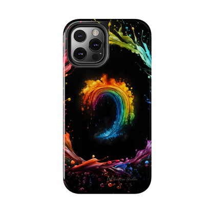 "Vibrant Swirls Painted on Black" Cell Phone Case -Tough Phone Cases