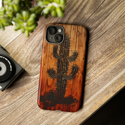 "Desert Vibes Cactus Burnt Wood Design" Phone Case -Tough Cases