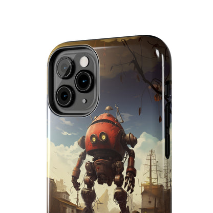 Introducing the "Urban Encounter" Cell Phone Case – Witness the Epic Convergence of Man and Giant Robot -Tough Phone Cases