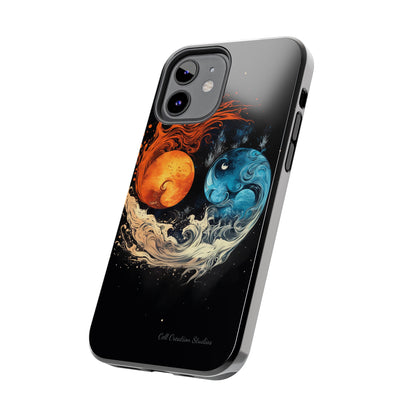 "Harmony in Contrast: Orange and Blue Yin and Yang Phone Case" -Tough Phone Cases