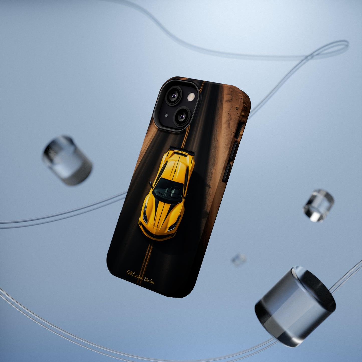 Introducing the "Desert Speedster" Cell Phone Case – Feel the Thrill of a Ferrari Racing through the Desert! -MagSafe Tough Cases