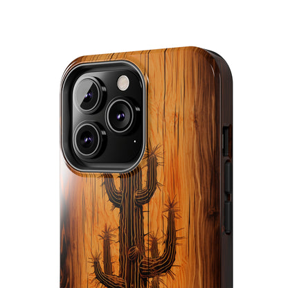 "Cactus Burnt Wood" Phone Case -Tough Phone Cases