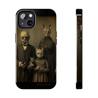 Introducing the "Vintage Odd Creatures" Cell Phone Case – Step into the Eerie Charm of a Haunting Family Portrait -Tough Phone Cases