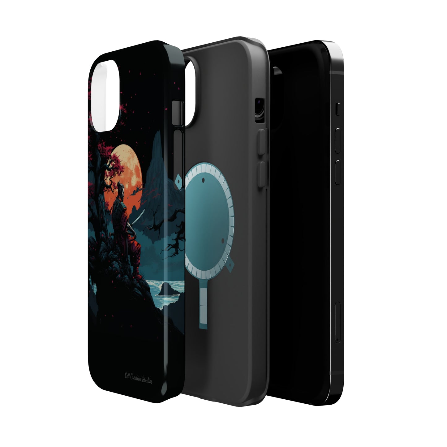 Introducing the "Moonlit Samurai Serenity" Cell Phone Case – Embrace Elegance and Strength -MagSafe Tough Cases