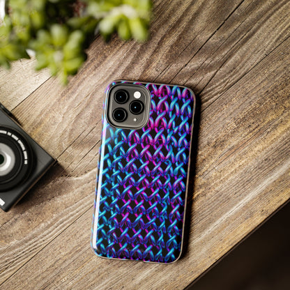 Introducing the "Neon Chainlink Glow" Cell Phone Case – Illuminate Your Style with Vibrant Chain Pattern Design -Tough Phone Cases