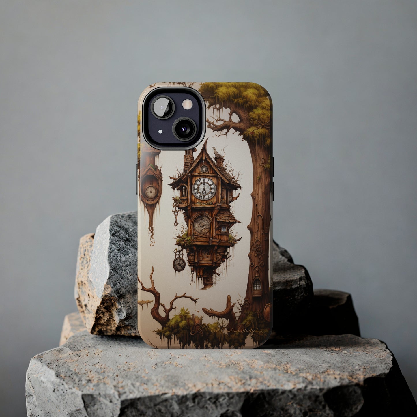 Introducing the "Mystical Wooden Clock" Cell Phone Case – Embrace Enchantment and Timeless Beauty -Tough Phone Cases