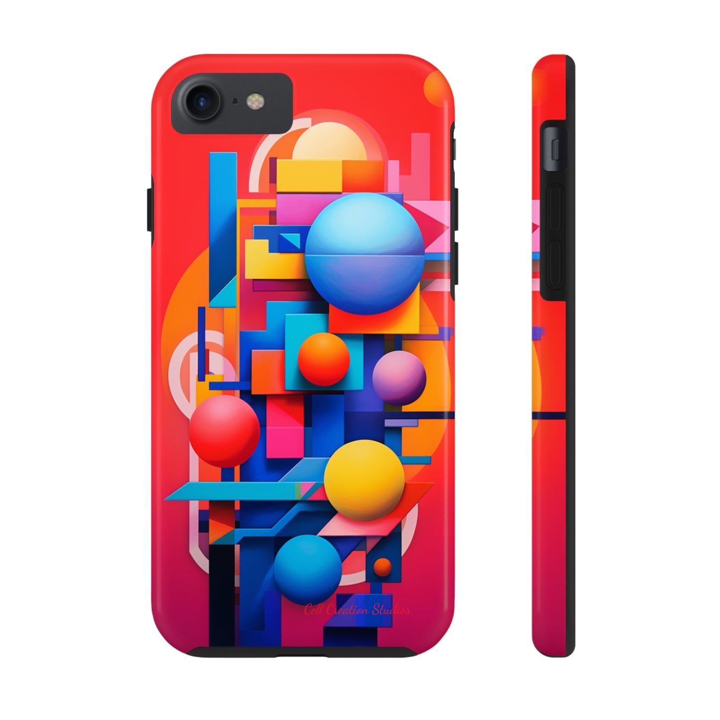 The "Geometric Red Background" Cell Phone Case- Upgrade Your Phone's Aesthetics -Tough Phone Cases