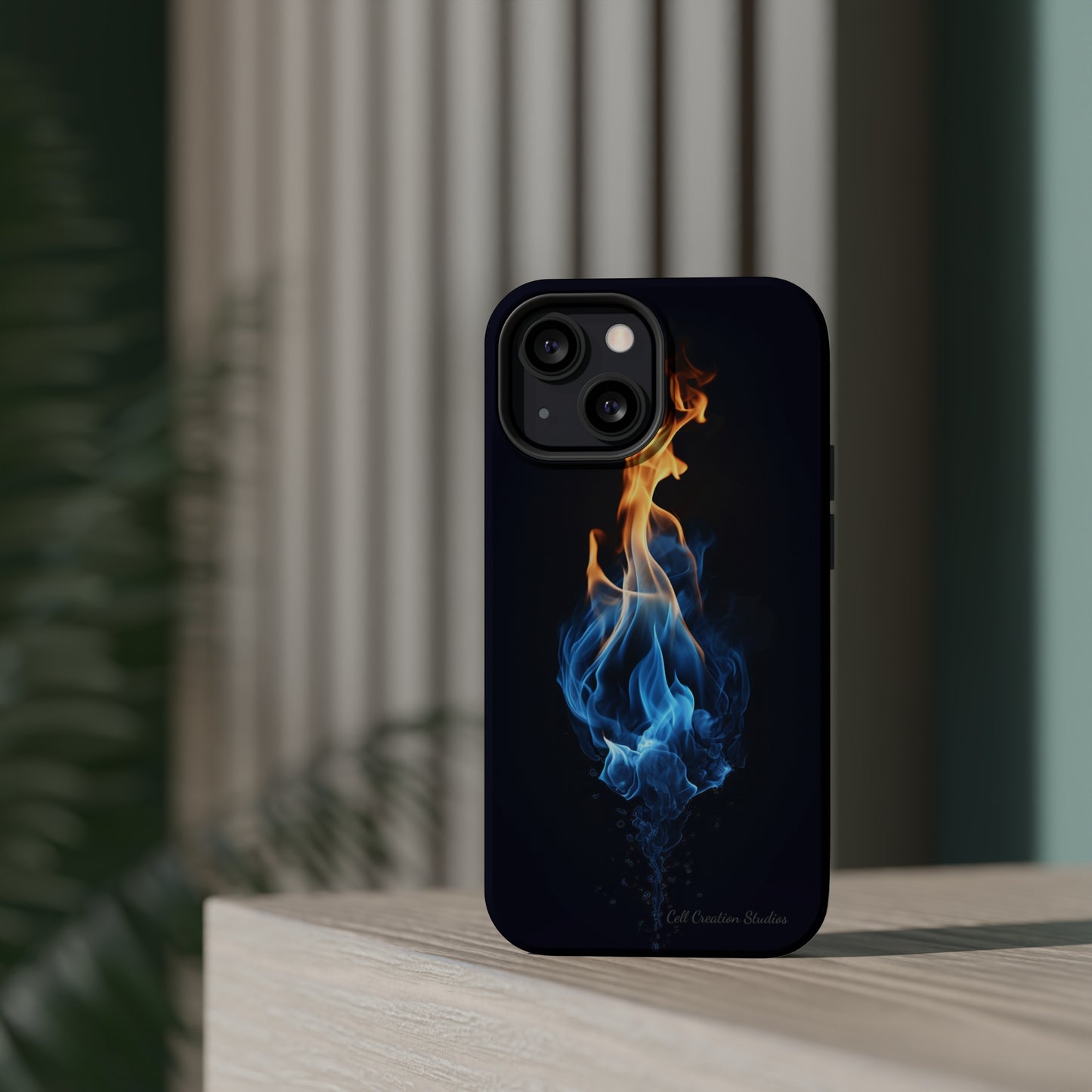 "Elegant Blue and Orange Flame" Phone Case: Ignite Your Style -MagSafe Tough Cases