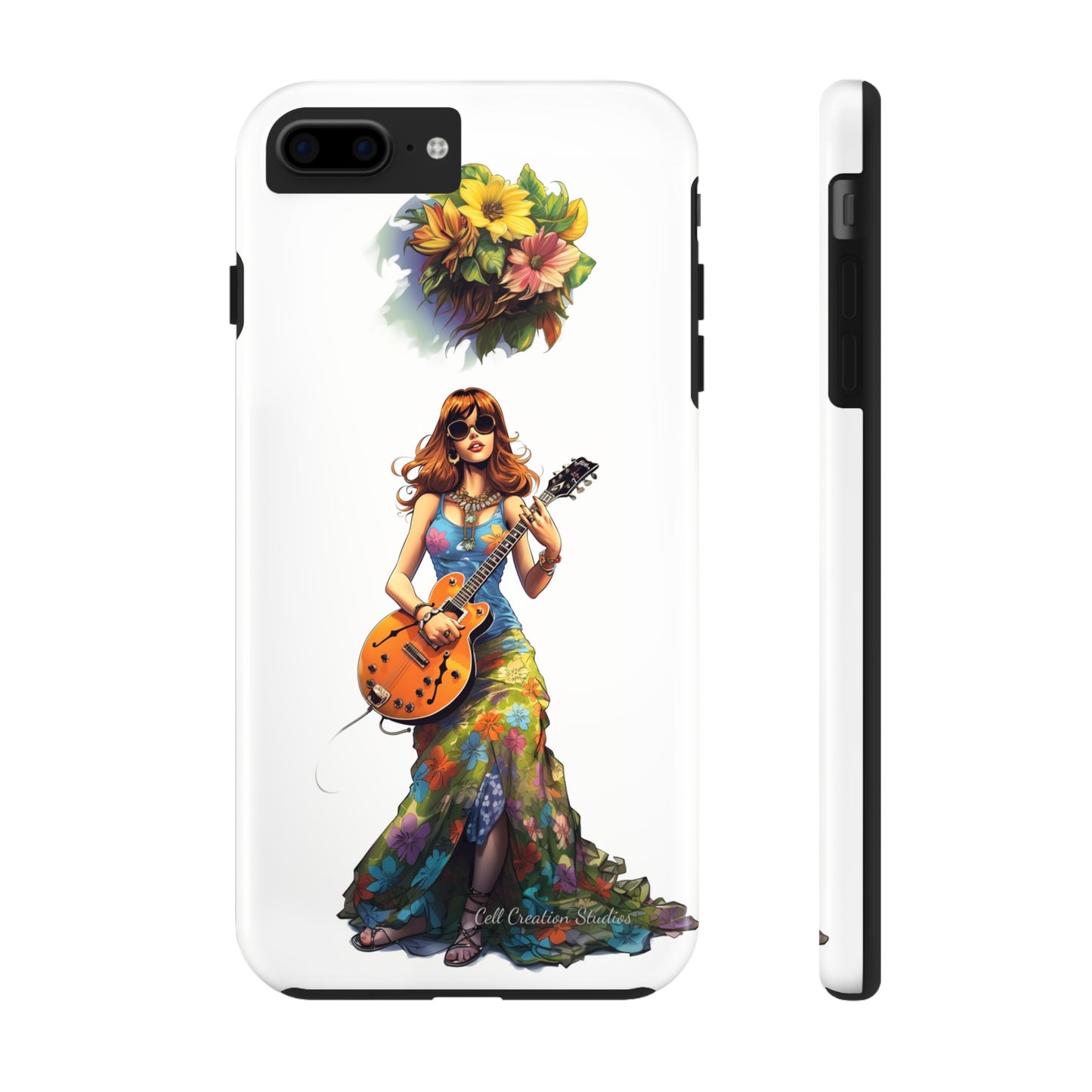 Introducing the "Hippie Chick Groove" Cell Phone Case – Retro Vibes and Musical Delight -Tough Phone Cases