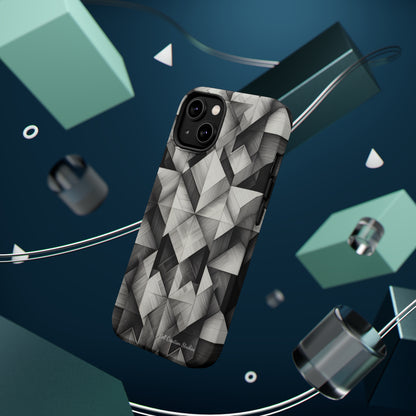 The "Black and White Geometric Pattern" Cell Phone Case- Elevate Your Phone's Style -MagSafe Tough Cases