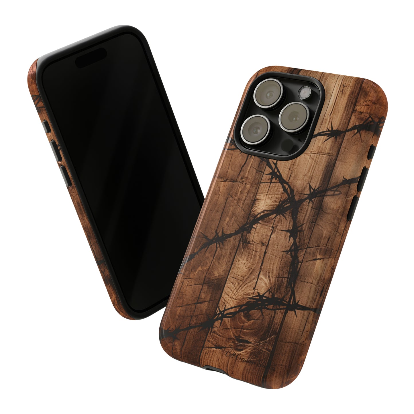 "Elegant Barb Wire on Wood" Embrace Rustic Style -Tough Phone Cases