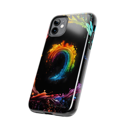 "Vibrant Swirls Painted on Black" Cell Phone Case -Tough Phone Cases