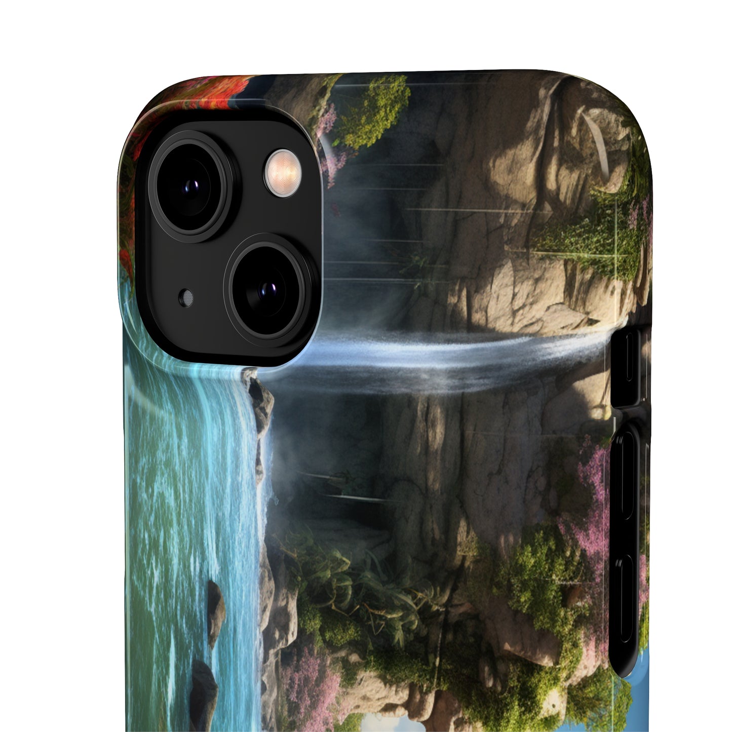 Introducing the "Nature's Cascade" Cell Phone Case – Capture Majestic Beauty with Rock Cliffs and Waterfall! -Snap Cases