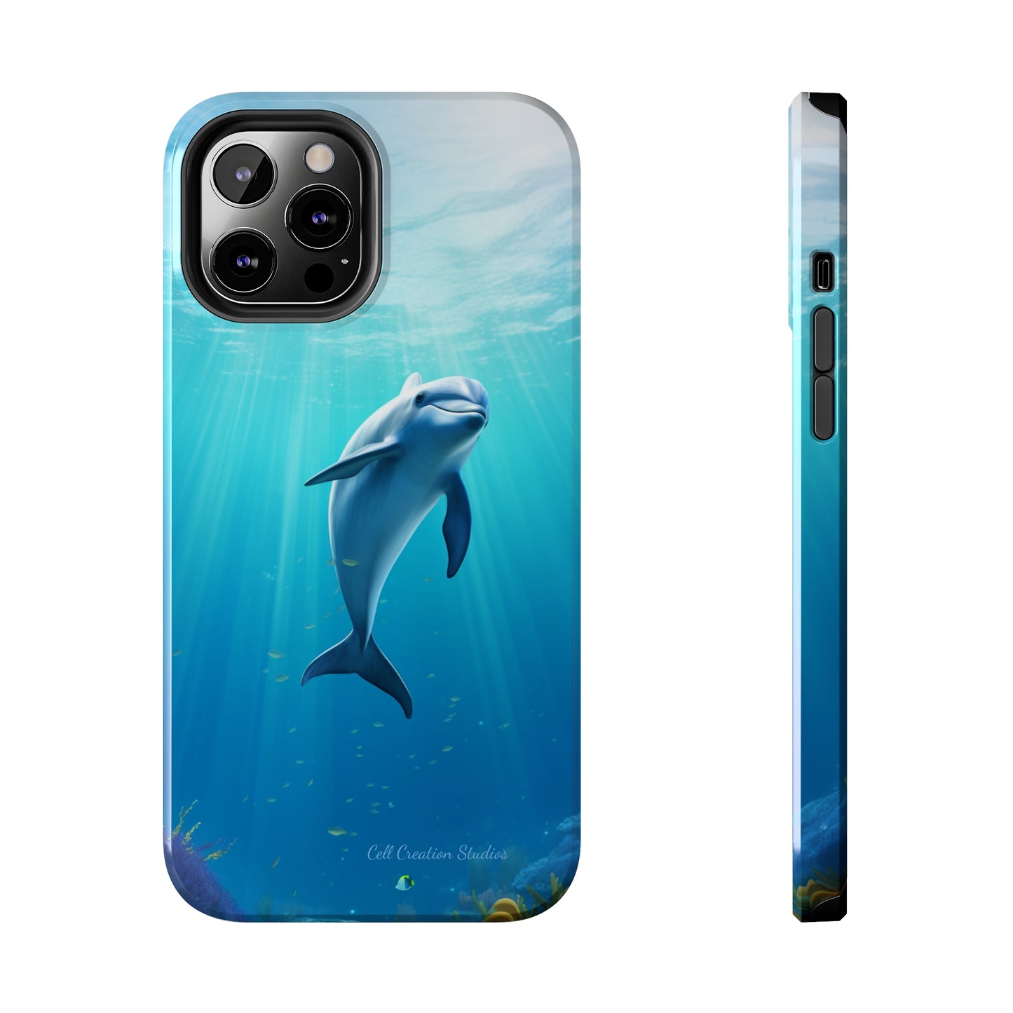 Introducing the "Dolphin Serenity" Cell Phone Case – Dive into Tranquility with a Graceful Dolphin -Tough Phone Cases