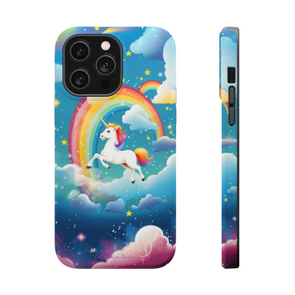 Introducing the "Rainbow Soar" Cell Phone Case – Embark on a Whimsical Journey with a Flying Unicorn -MagSafe Tough Cases