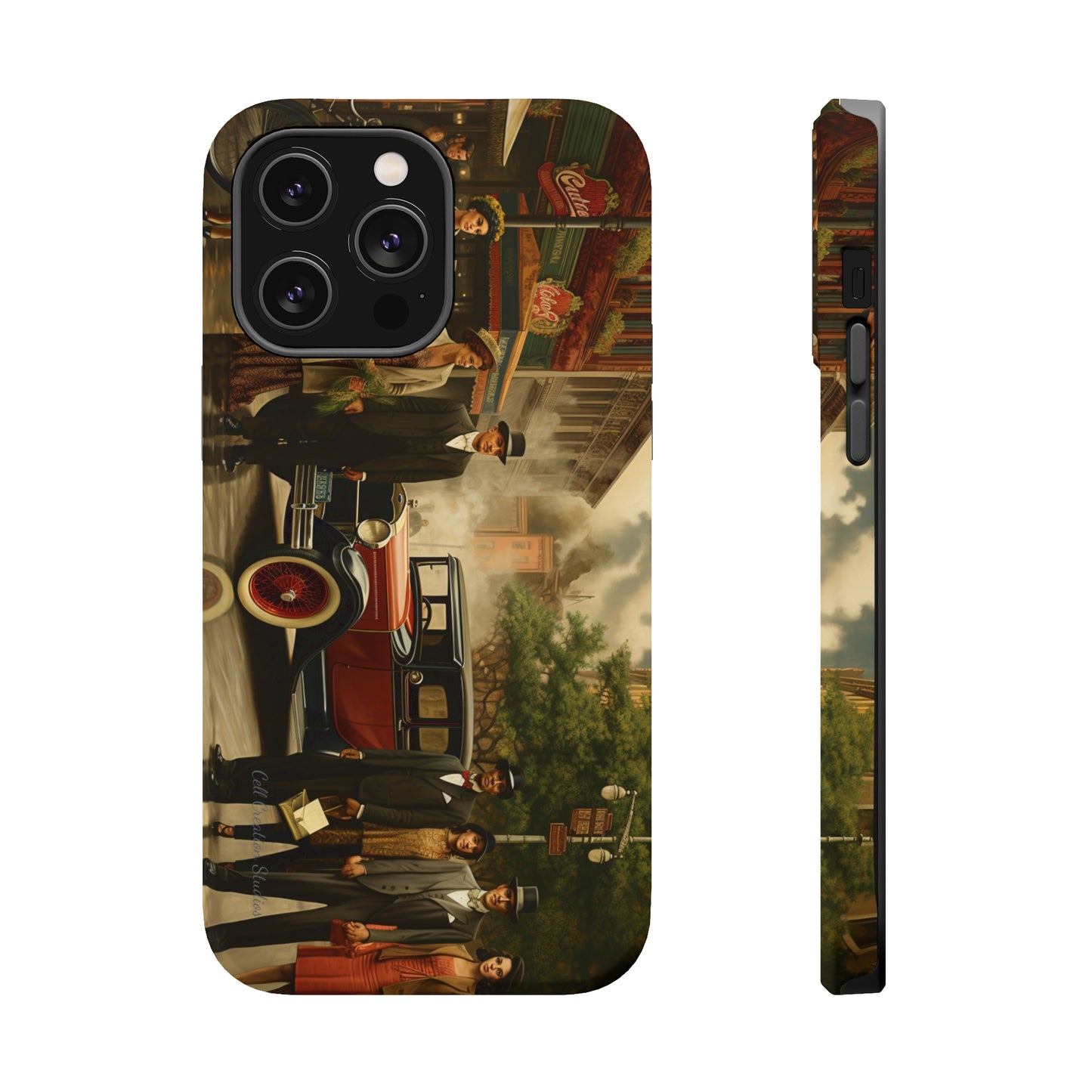 Introducing the "1920s Americana Revival" Cell Phone Case – Step into Nostalgic Elegance with a Vintage Street Scene! -MagSafe Tough Cases