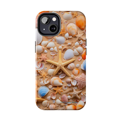 "Seaside Serenity Phone Case: Starfish and Seashells" -Tough Phone Cases