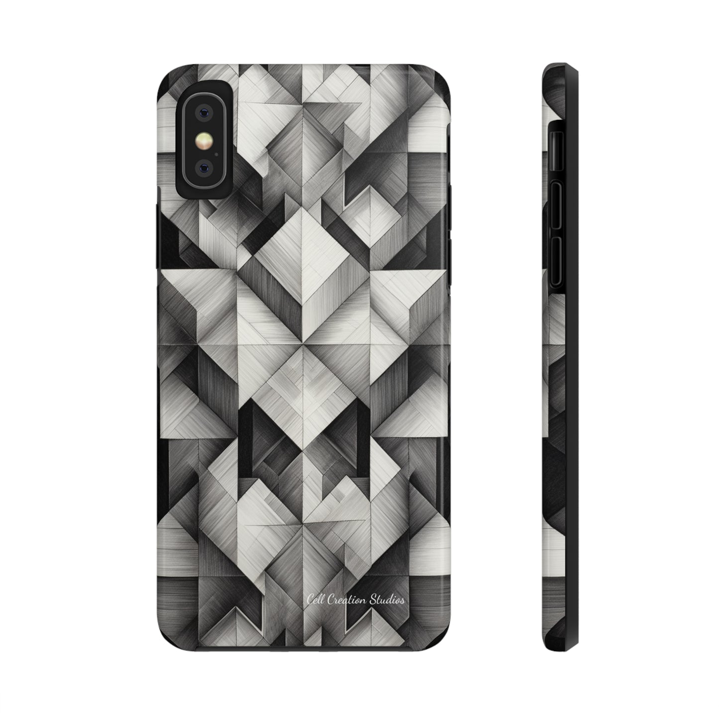 The "Black and White Geometric Pattern" Cell Phone Case- Elevate Your Phone's Style-Tough Phone Cases