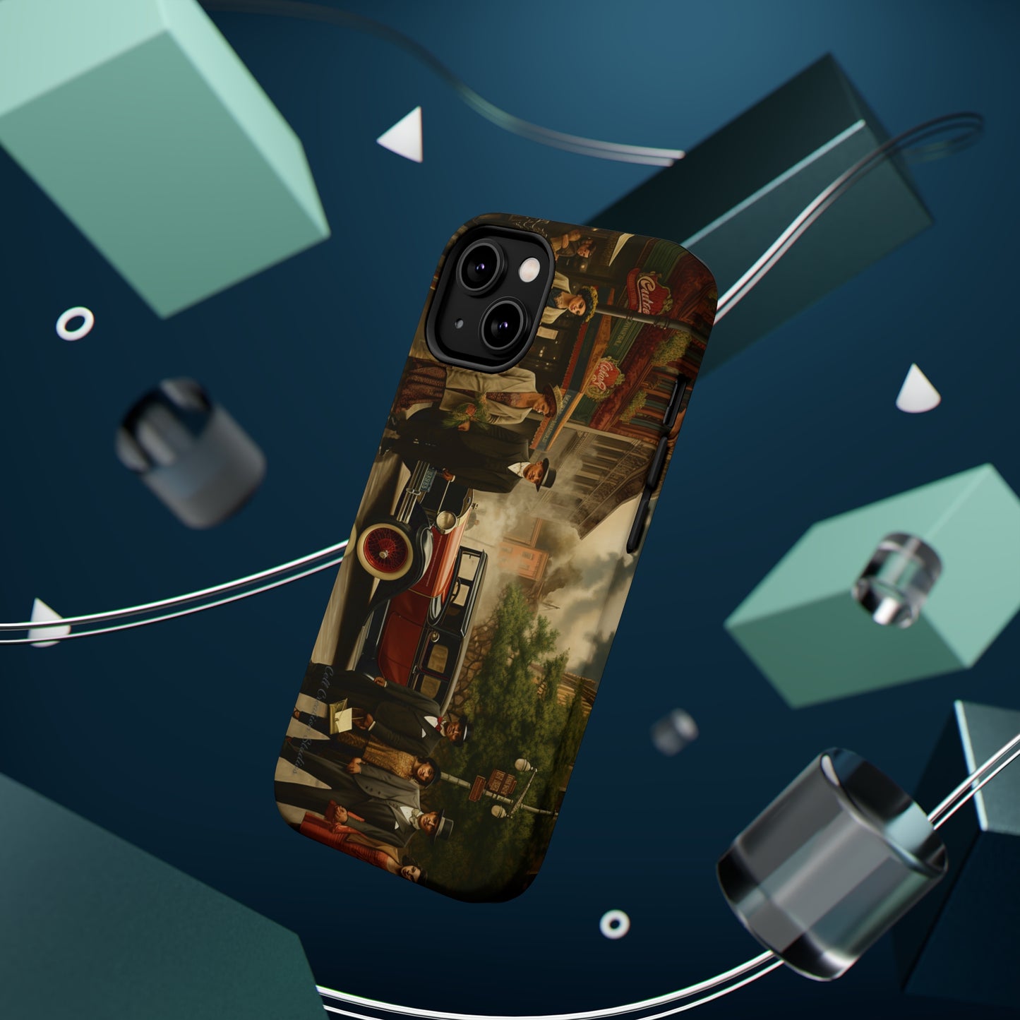 Introducing the "1920s Americana Revival" Cell Phone Case – Step into Nostalgic Elegance with a Vintage Street Scene! -MagSafe Tough Cases