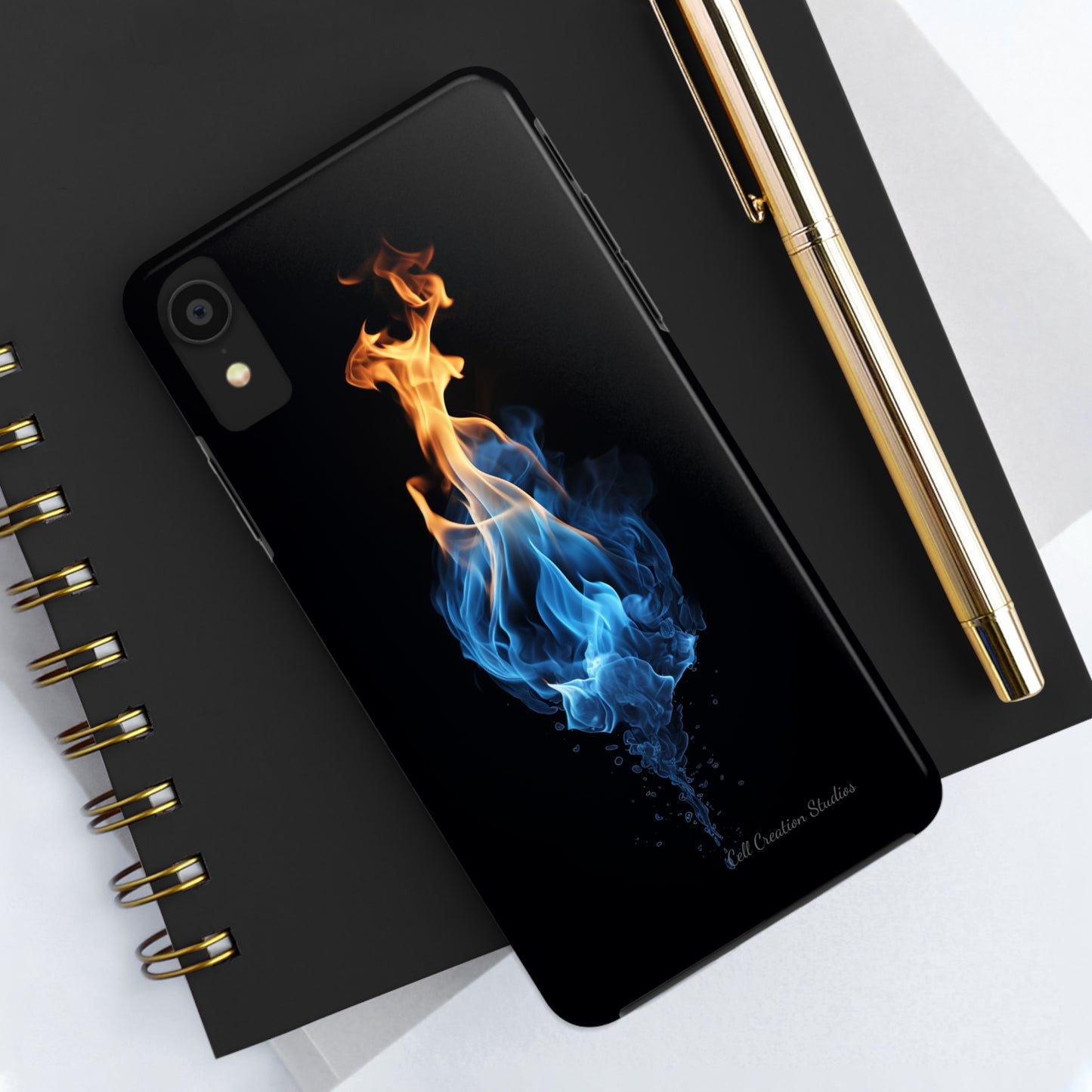 "Elegant Blue and Orange Flame" Phone Case: Ignite Your Style -Tough Phone Cases