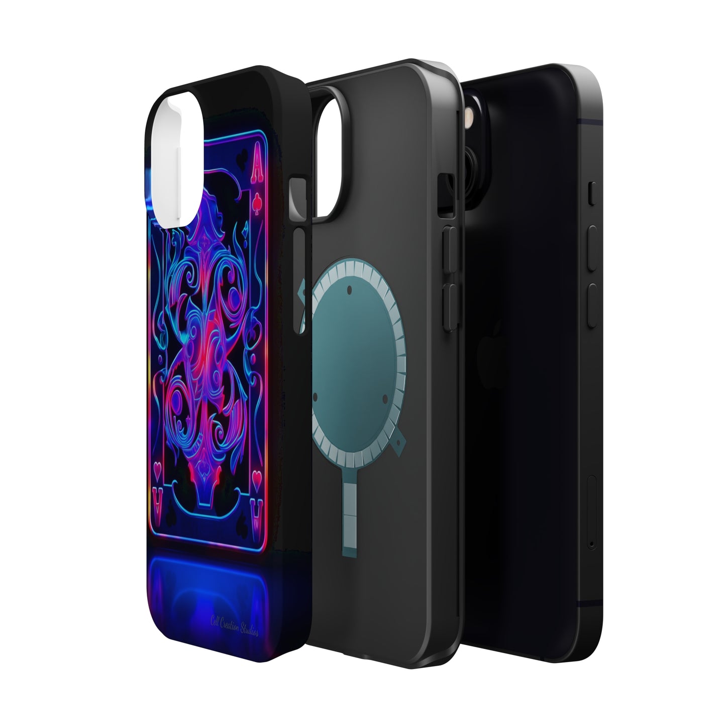 Introducing the "Neon Ace of Hearts" Cell Phone Case – Elevate Your Style with a Dazzling Card -MagSafe Tough Cases