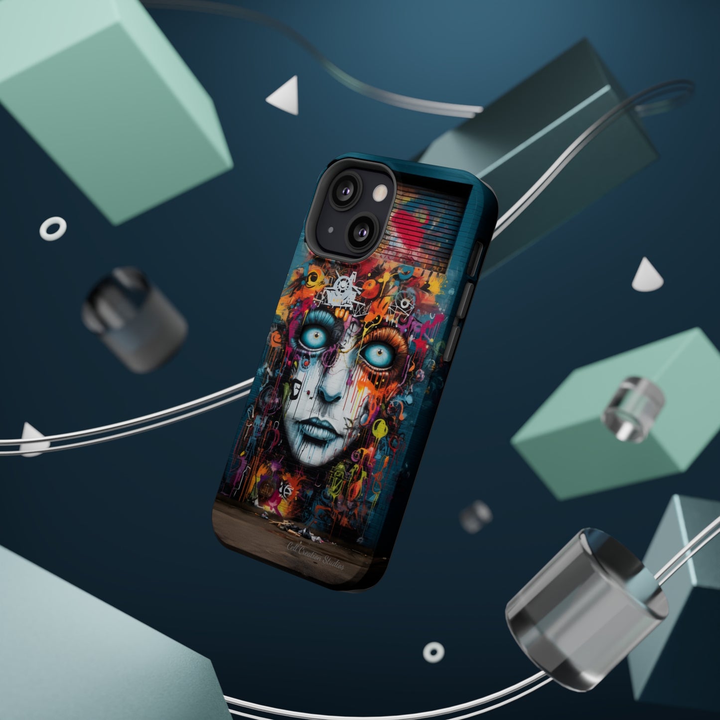 Elevate Your Style with our "Graffiti Face Concrete Wall" Phone Case -MagSafe Tough Cases