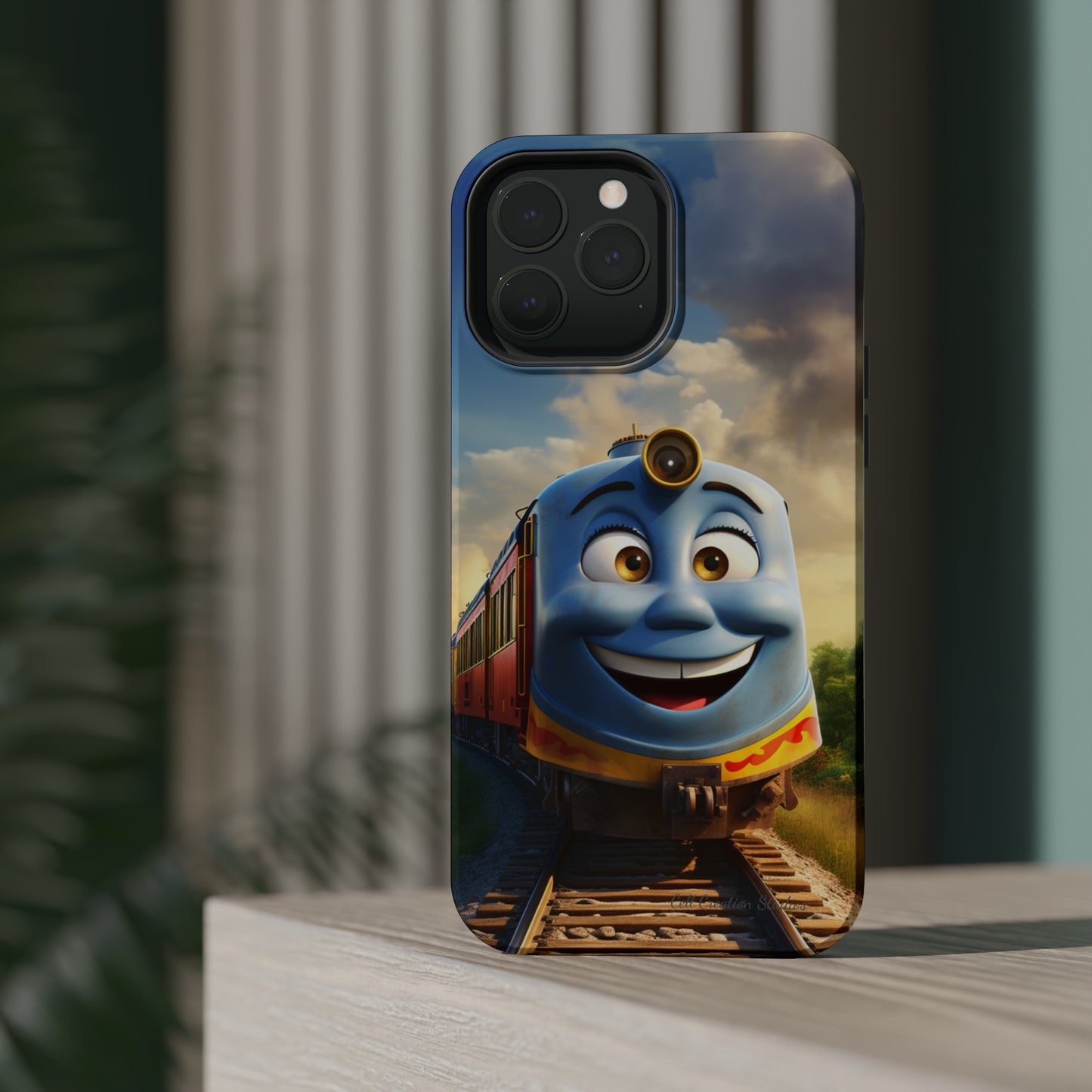 The "Smiling Blue Train" Phone Case -MagSafe Tough Cases