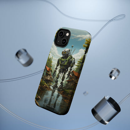 Introducing the "Robo-Rescue" Cell Phone Case – Witness a Heartwarming Scene of Robot Seeking Assistance -MagSafe Tough Cases