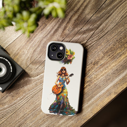 Introducing the "Hippie Chick Groove" Cell Phone Case – Retro Vibes and Musical Delight -Tough Phone Cases