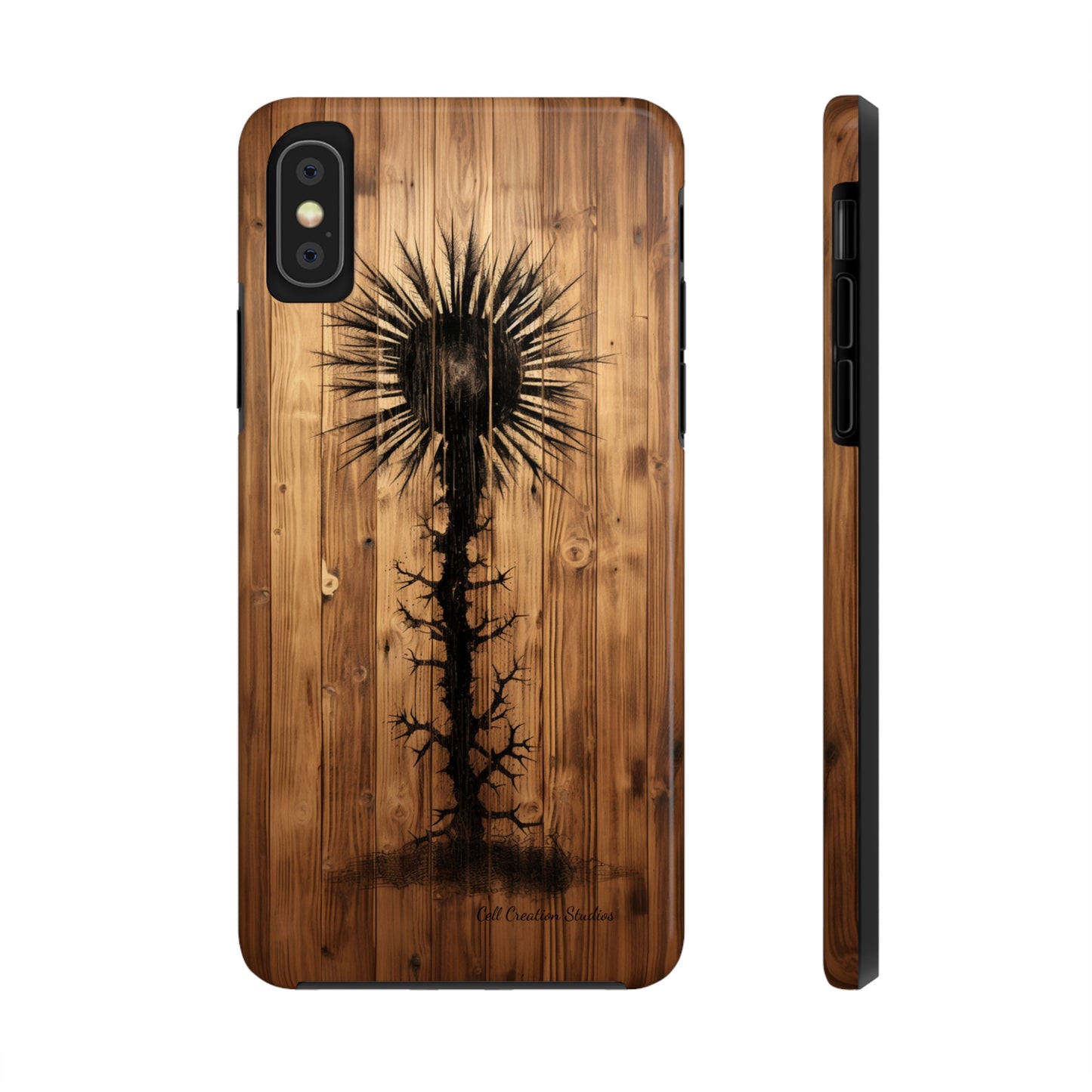 "Desert Plant on Wood Themed Phone Case: Embrace Nature's Beauty"-Tough Phone Cases